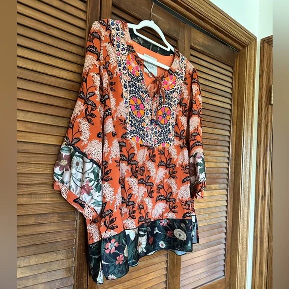 John Mark orange and black tunic Blouse with Relaxed Fit size Large - Picture 8 of 14
